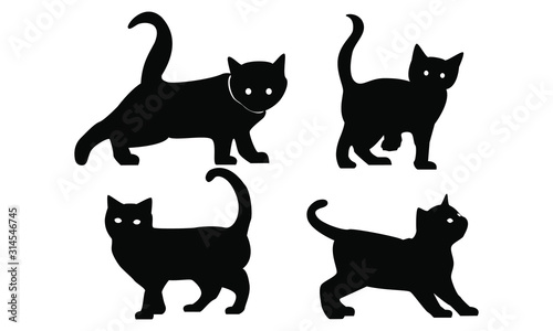 Fototapeta Naklejka Na Ścianę i Meble -  a set of black cats for a logo or icon