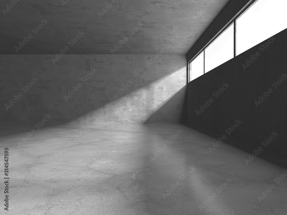 Dark concrete empty room. Modern architecture design Dark concrete empty room. Modern architecture design