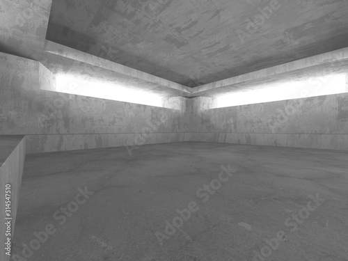 Fototapeta Naklejka Na Ścianę i Meble -  Dark concrete empty room. Modern architecture design
