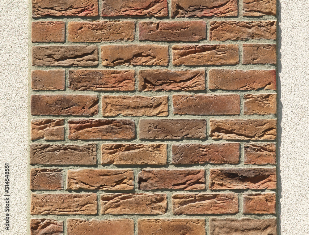 Old red brick wall texture background, orange stone block wall texture,  rough and grunge surface as used for backdrop, wallpaper and graphic web  design. Interior home new pattern designed structure Stock Photo |