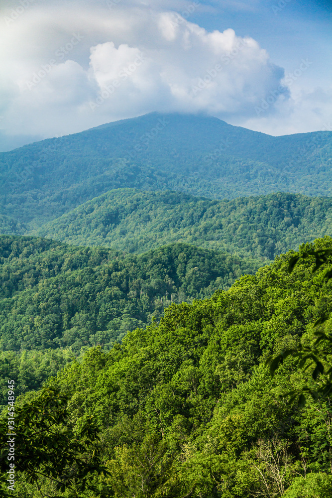 Clouds and mist over the mountains of Great Smoky Mountain National Park