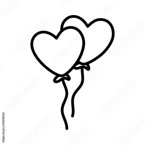 happy valentines day balloons shaped hearts love romantic thick line
