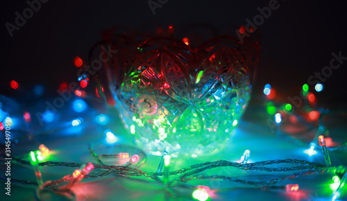 colored lights Shine with bright rainbow colors in a vase