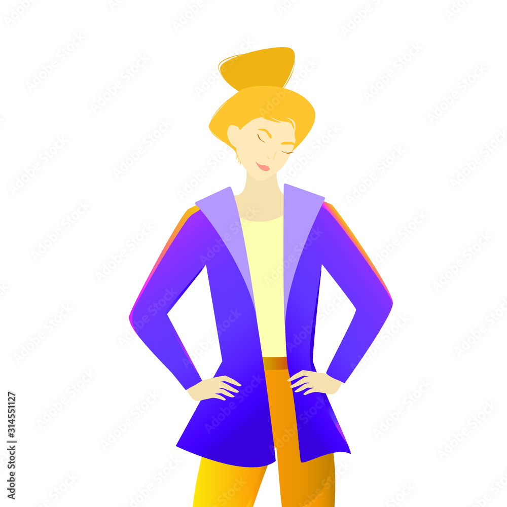 Smiling business woman in jacket. Vector illustration. Smiling business woman in jacket. Vector illustration.