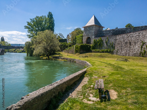 Park along the river Vrbas beneath the walls of Kastel Fortress in Banja Luka, Bosnia and Herzegovina - Image photo