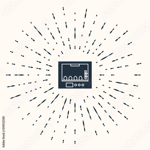 Grey Incubator for eggs icon isolated on beige background. Abstract circle random dots. Vector Illustration