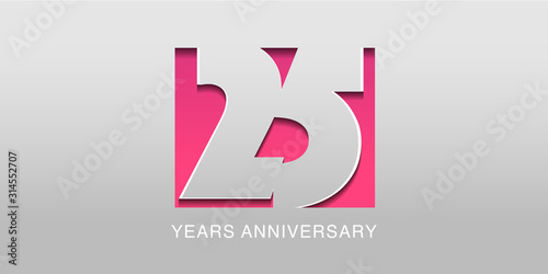 25 years anniversary vector icon, symbol, logo. Graphic background or card