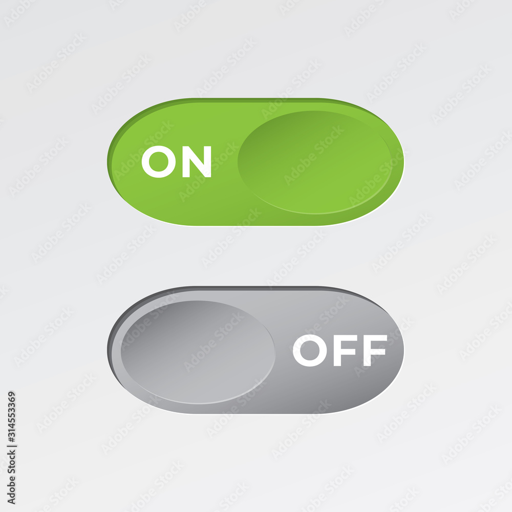 On and Off Toggle Switch Ellipse Shape Debossed Buttons with Lettering ...