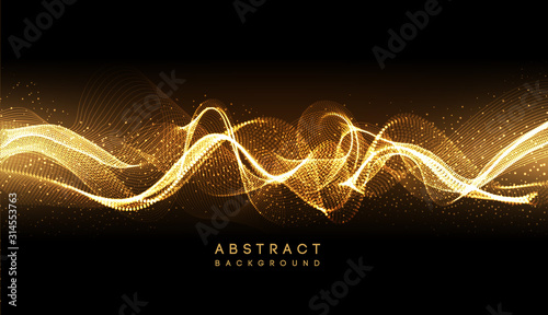 Abstract shiny color gold wave design element