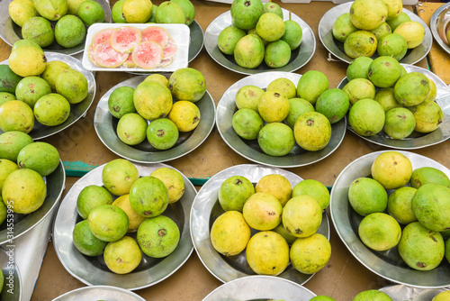 Slice cut of red guava and whole fruits at Singapore local market
