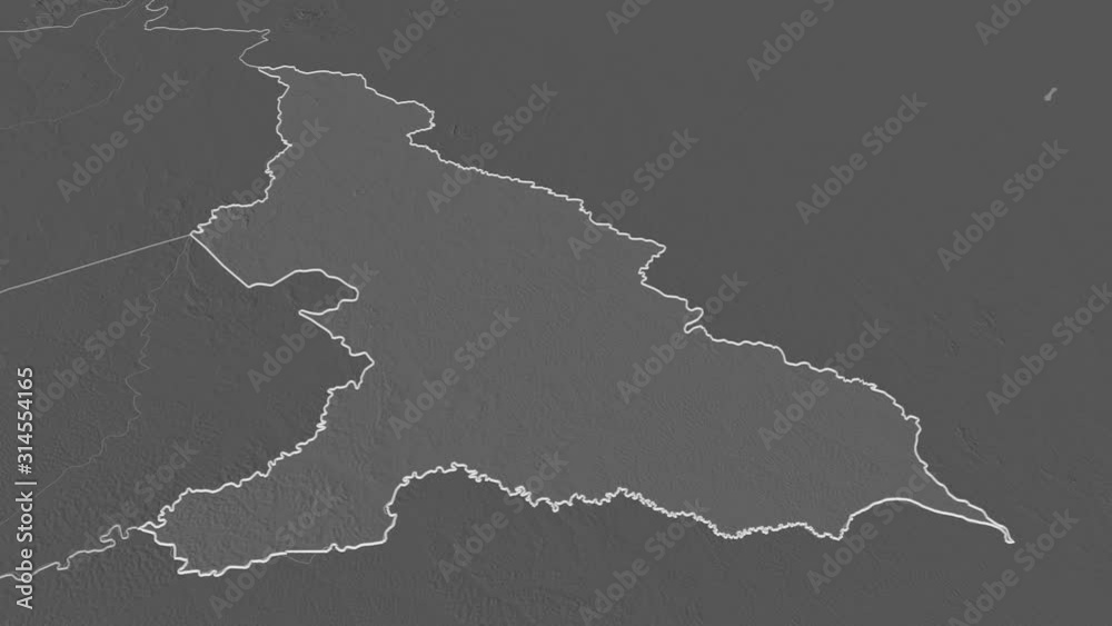 Haut-Mbomou, prefecture with its capital, zoomed and extruded on the bilevel map of Central African Republic in the conformal Stereographic projection. Animation 3D Haut-Mbomou, prefecture with its capital, zoomed and extruded on the bilevel map of Central African Republic in the conformal Stereographic projection. Animation 3D