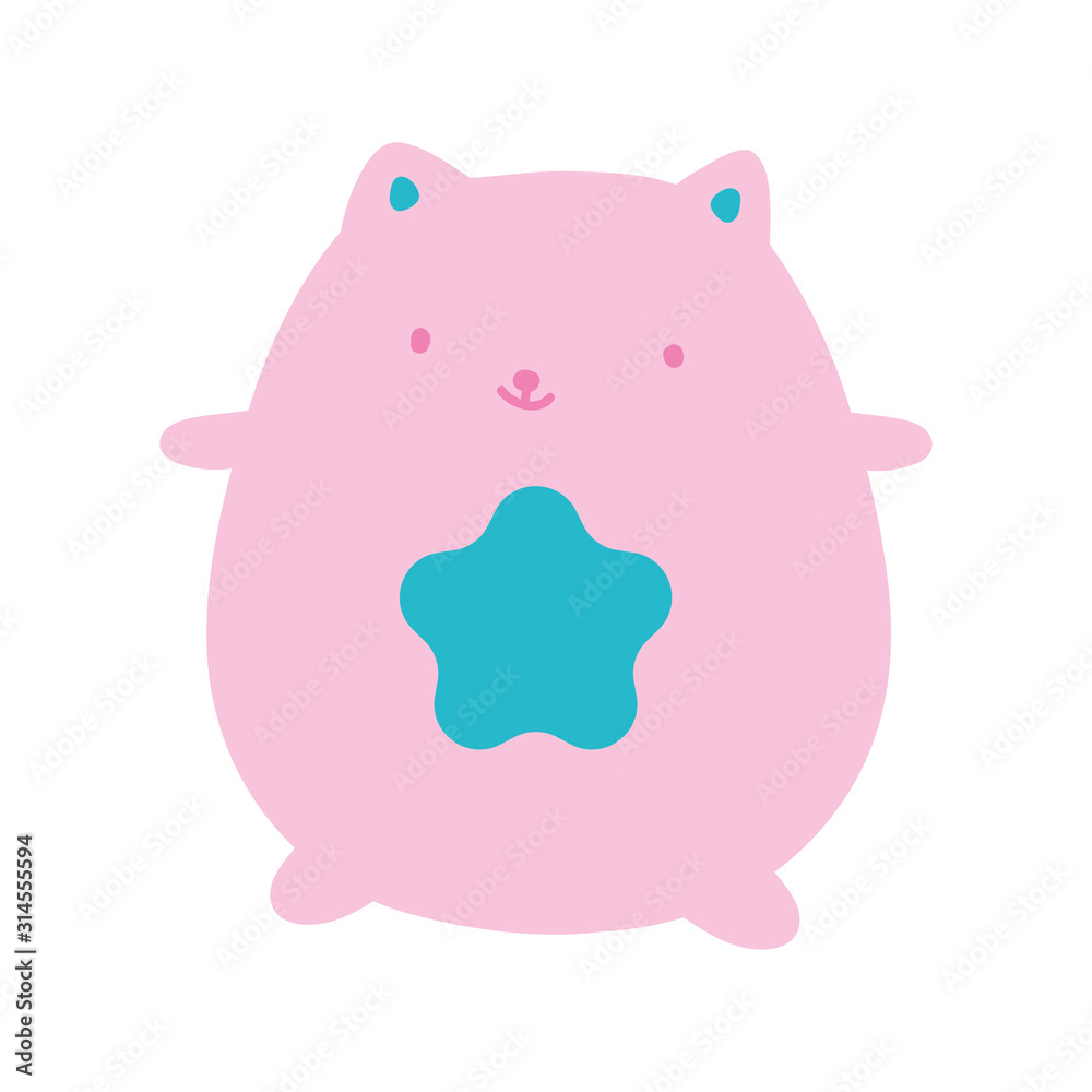 Fototapeta premium cute pink cat cartoon with star decoration