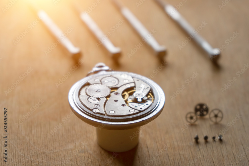 Watchmaker's workshop, mechanical watch repair Watchmaker's workshop, mechanical watch repair
