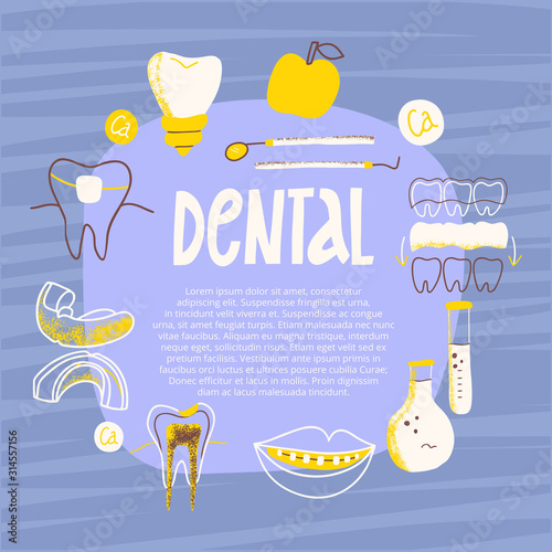 Dental concept background. Templates for cards, banners and posters. Cartoon illustration.
