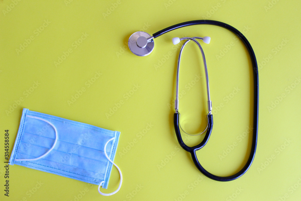 Medical stethoscope, stethoscope and medical mask Medical stethoscope, stethoscope and medical mask