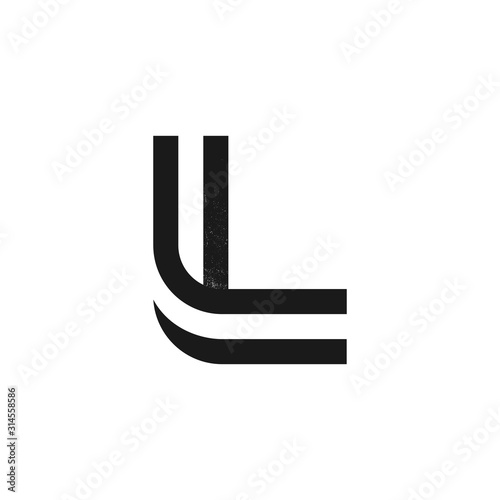 L letter logo formed by two parallel lines with noise texture.