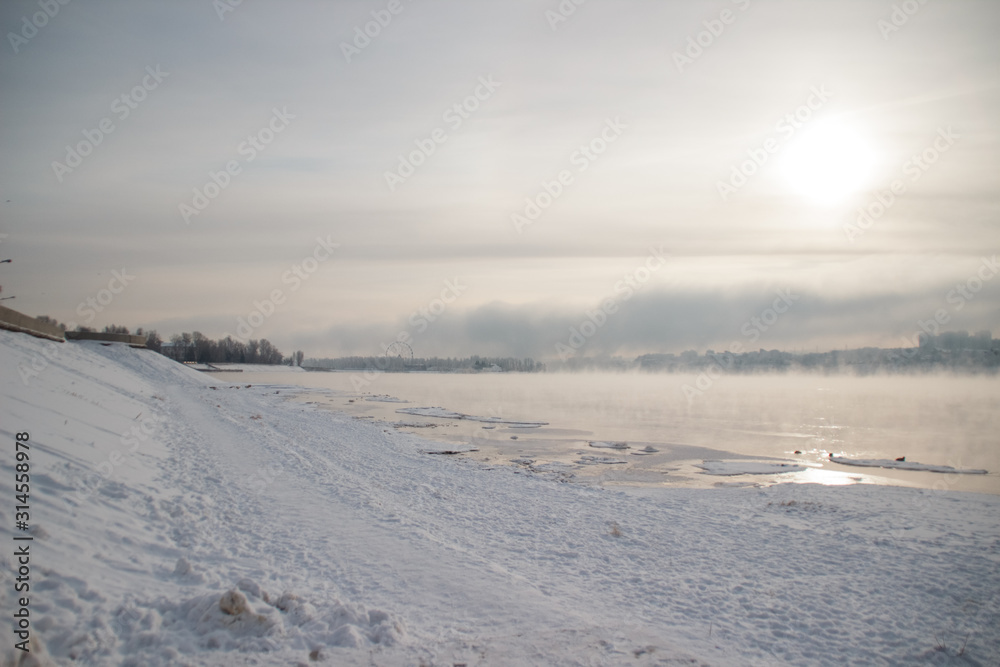 Nature, Angara river in the winter Nature, Angara river in the winter