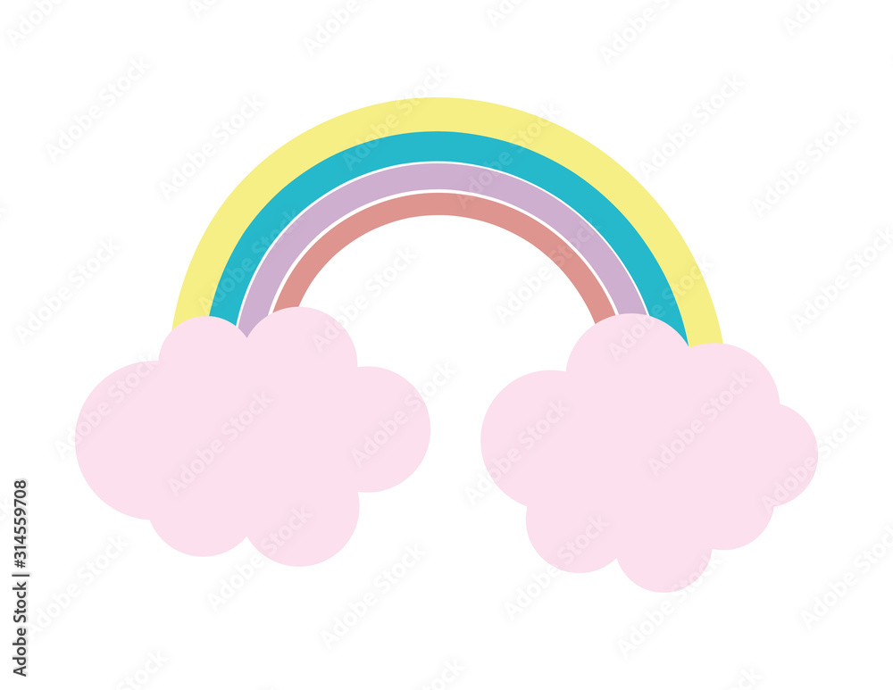 cute rainbow clouds sky fantasy icon