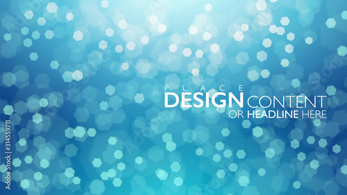 Light blue glitter bokeh background. Elegant cosmetic product backdrop with copy space. Vector illustration template for design use.