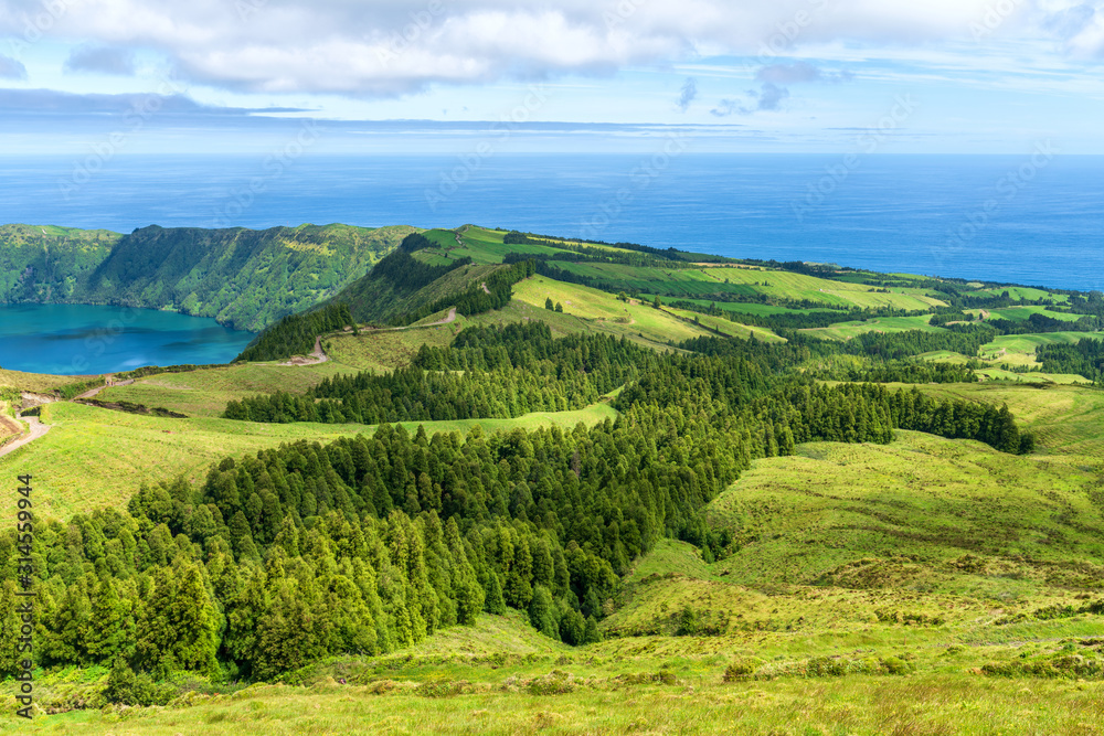 Lush vibrant rural countryside with pastures and meadows Lush vibrant rural countryside with pastures and meadows