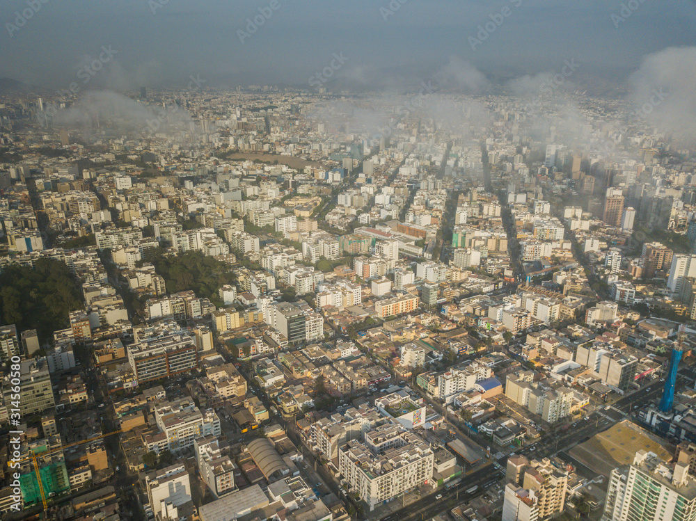 Fototapeta premium Aerial drone shot of Lima