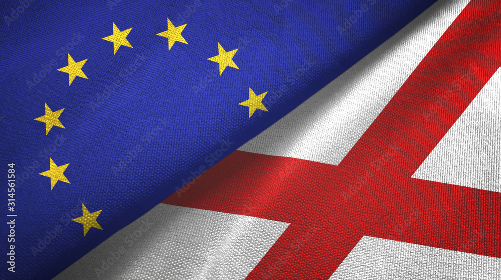 European Union and Northern Ireland two flags textile cloth, fabric texture European Union and Northern Ireland two flags textile cloth, fabric texture
