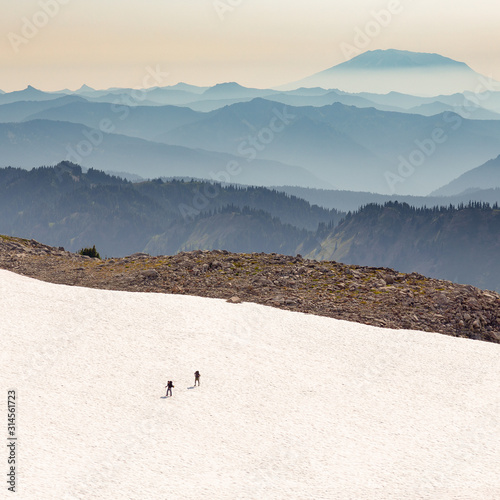 Mountaineers Crossing Late Summer Snow Fields