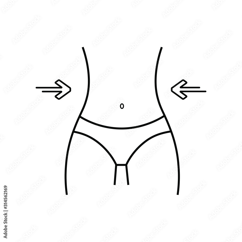 Diet line icon. Slim woman waist. Weight loss icon. Women's waist Fitness and health Diet line icon. Slim woman waist. Weight loss icon. Women's waist Fitness and health