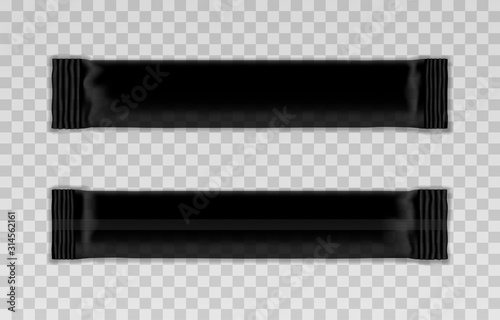 Blank template of black packing stick. Vector illustration. Can be use for your design, promo, adv.