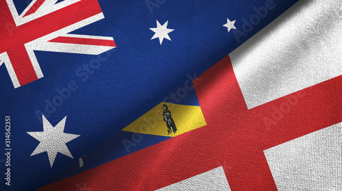 Australia and Herm two flags textile cloth, fabric texture