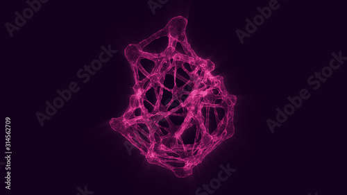 Abstract Neon Particle Background | 3D Render Illustration. 