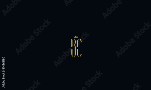 Alphabet letter monogram icon logo BC with a crown