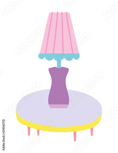 round table with lamp decoration cartoon