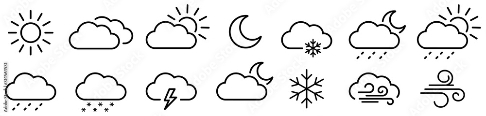 Weather icons set. Vector illustration - obrazy, fototapety, plakaty 