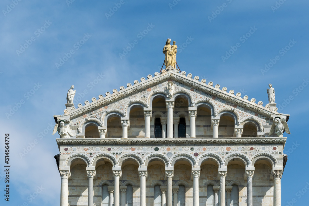The front view of Pisa Cathedral, Piazza del Duomo, Tuscany, Italy
