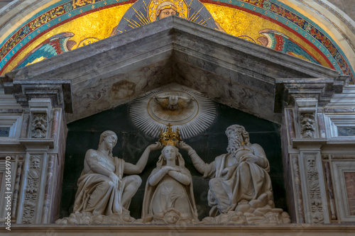 Slika na platnu The coronation of the Virgin Mary by Jesus, God, and the Holy Spirit, Pisa Cathe