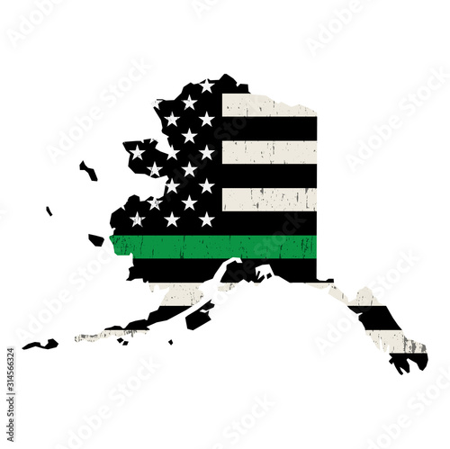 State of Alaska Military Support American Flag Illustration