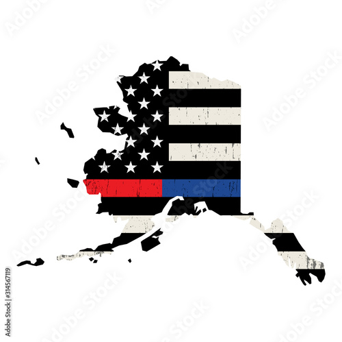 State of Alaska Police and Firefighter Support Flag Illustration
