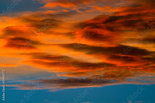 Orange Sunset Clouds In Souther California