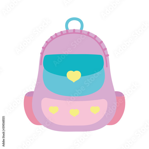 cute school backpack with hearts decoration