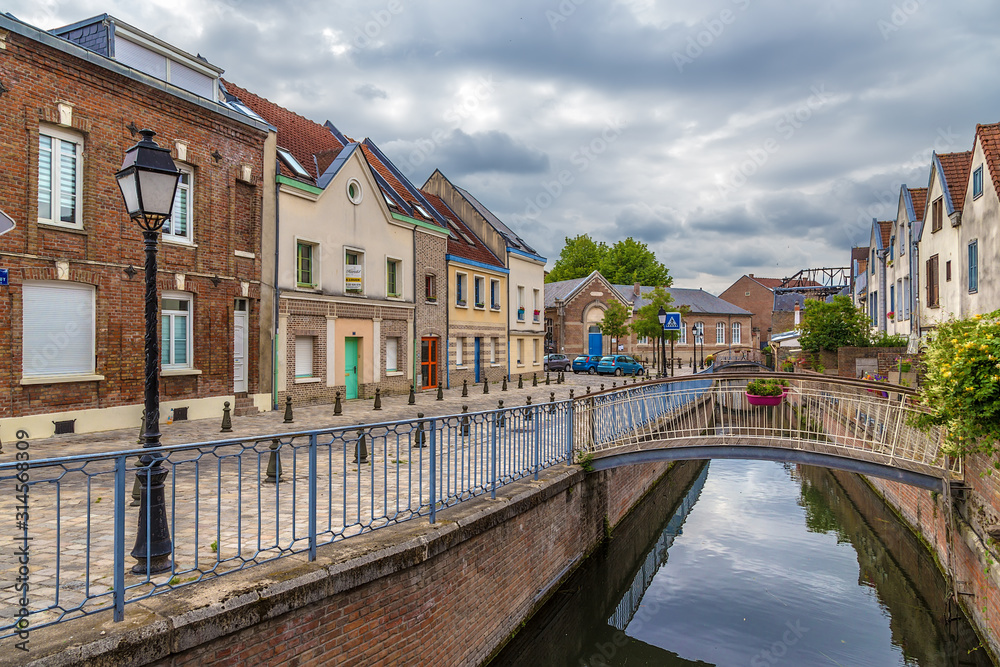Amiens, France. Scenic view of the canal of the Somme River