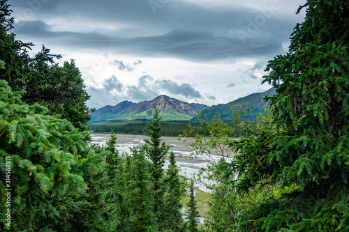 Fototapeta Naklejka Na Ścianę i Meble -  Denali national park mountains panoramic view, Alaska