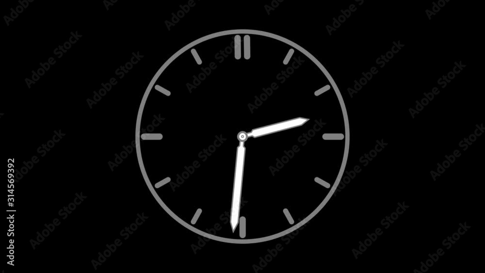 Motion background with spinning clock in 12 hour seamless loop (Full HD 1920x1080, 30fps).