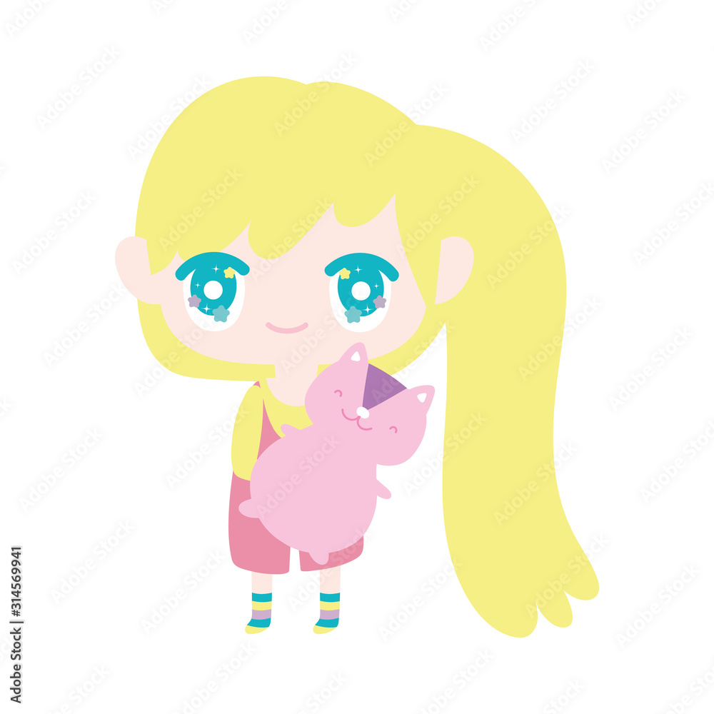 kids, cute little girl anime cartoon and cute squirrel kids, cute little girl anime cartoon and cute squirrel