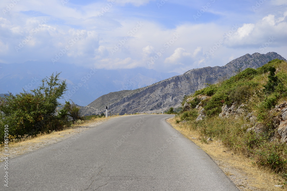 Mountain road from Korce to Gjirocaster, Albania.