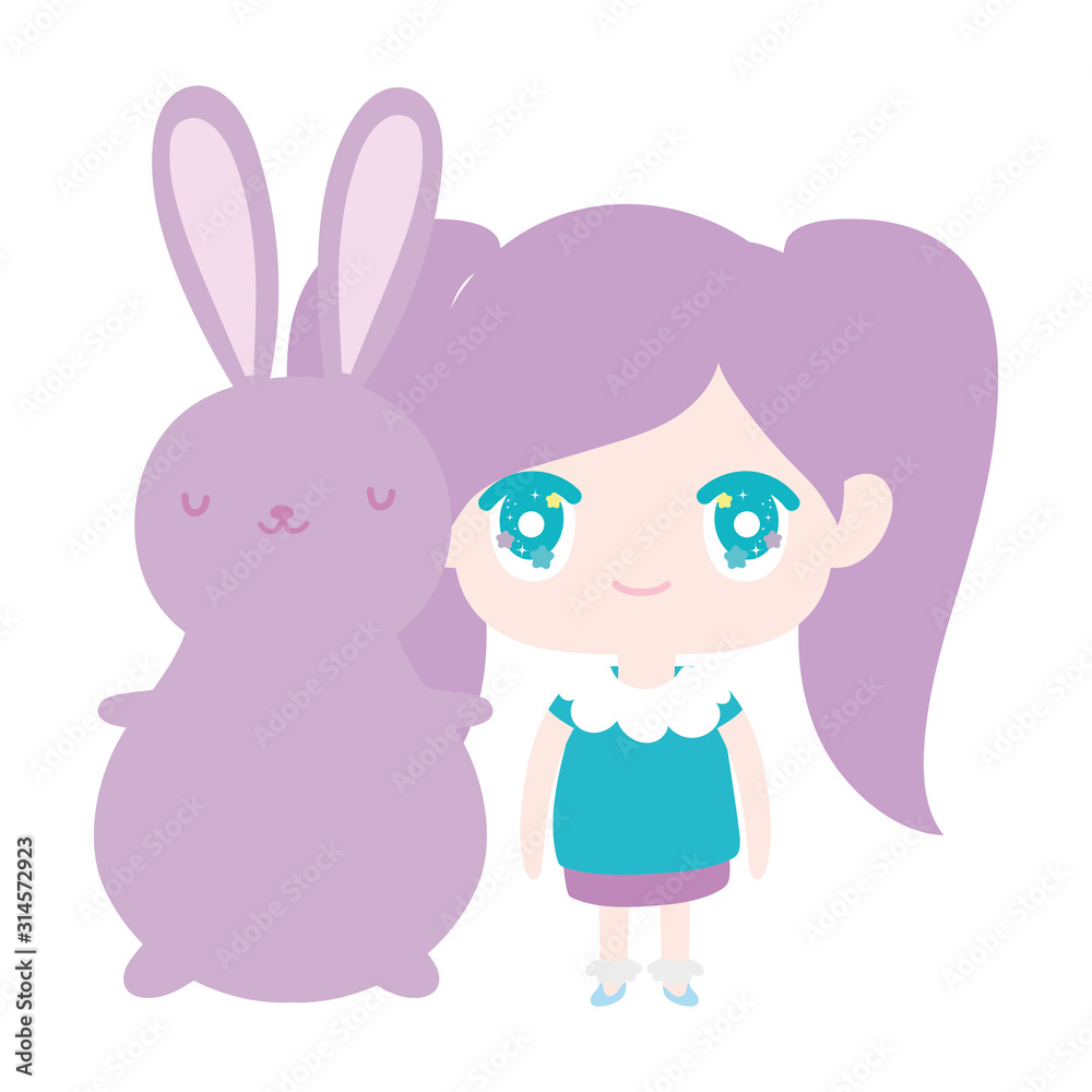 kids, cute little girl anime cartoon bunny kids, cute little girl anime cartoon bunny