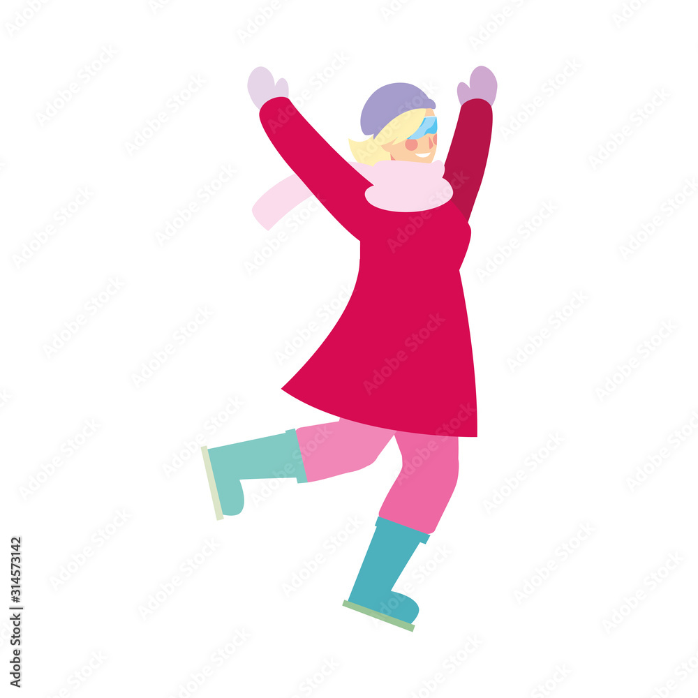 woman standing with winter clothes on white background woman standing with winter clothes on white background