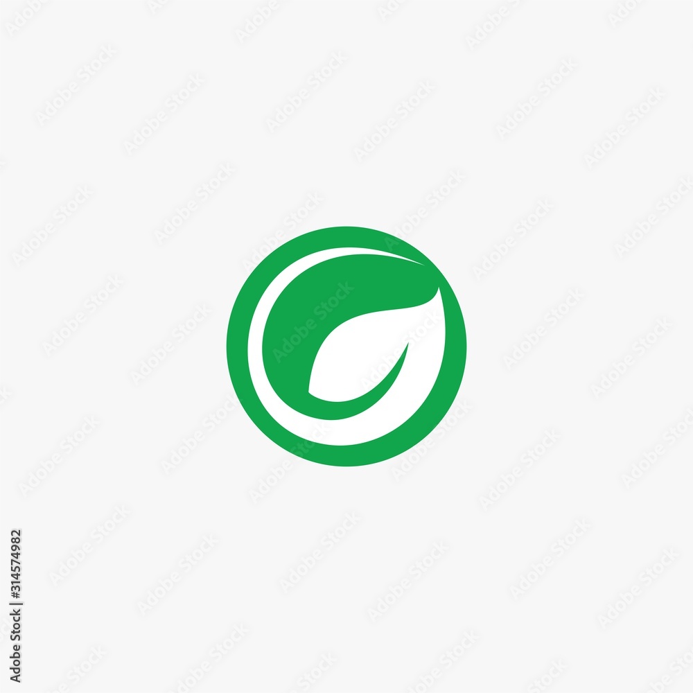 Leaf logo design. Green leaf circle sign symbol. Natural bio illustration. Leaf and circle vector icons. Leaf logo design. Green leaf circle sign symbol. Natural bio illustration. Leaf and circle vector icons.