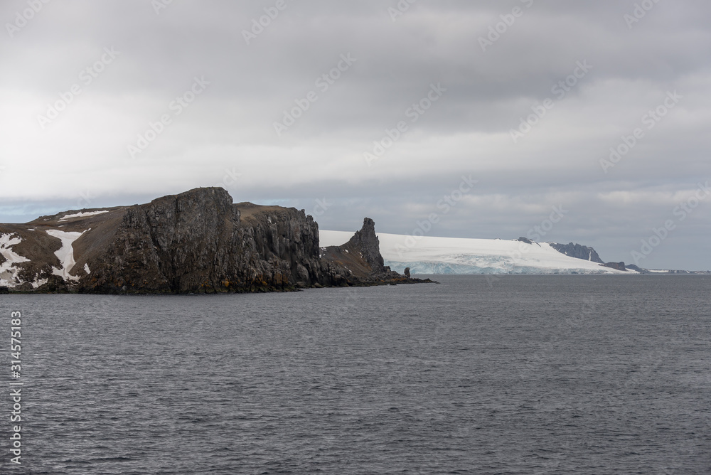 Antarctic landscape with rocks and snow