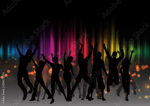Party crowd on graphic equaliser design